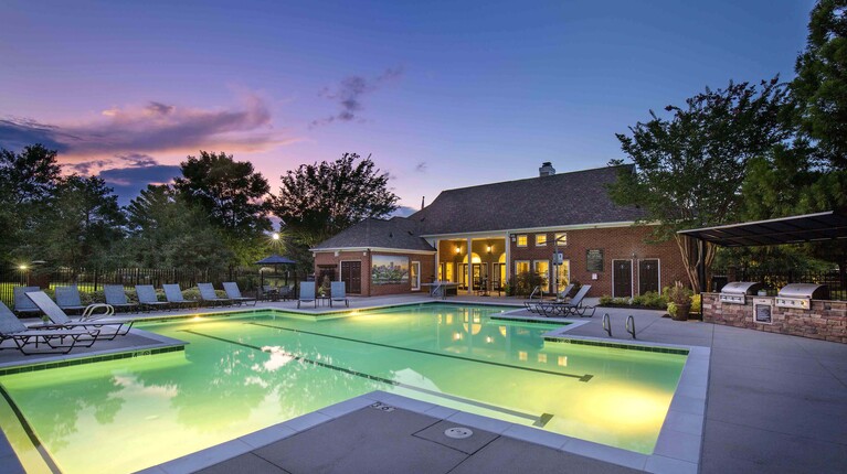 Resort-Inspired Pool at Dusk